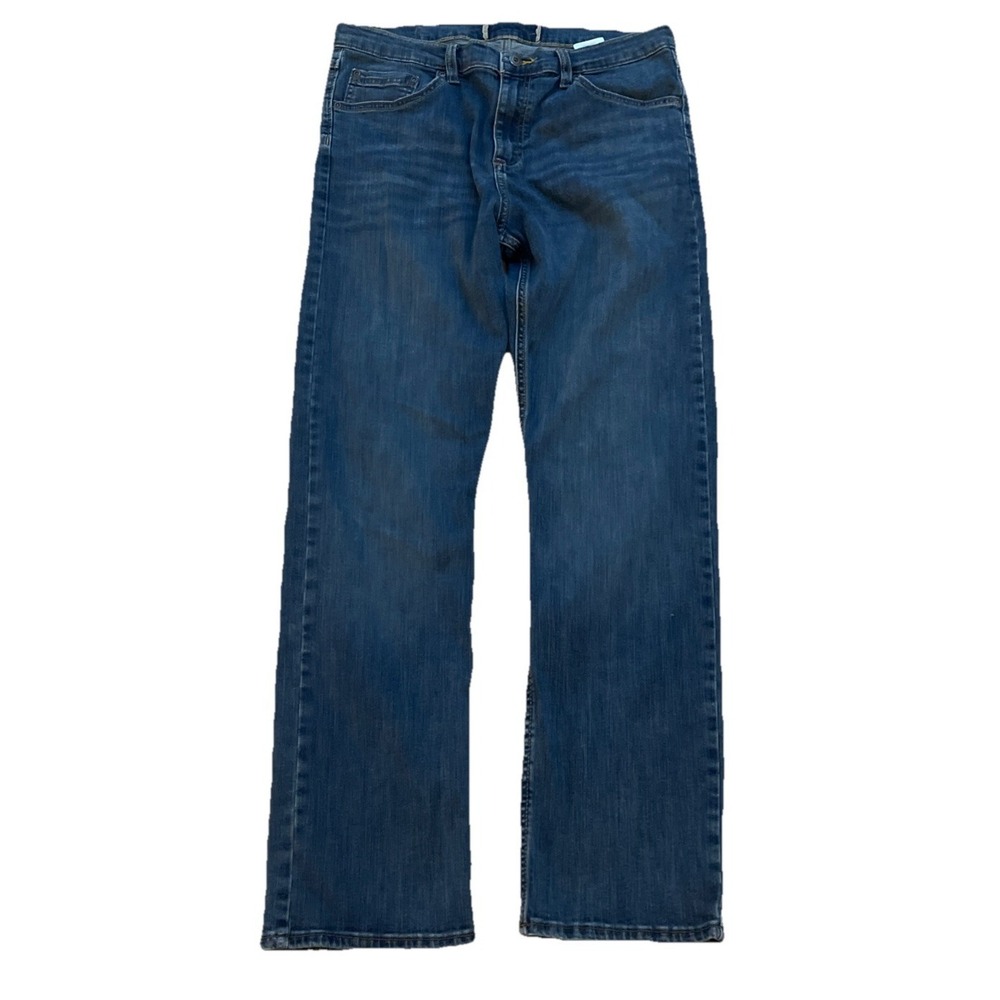 Wrangler Authentics Men's 33X30 Dark Blue Denim Straight Jeans 5-Pocket Design